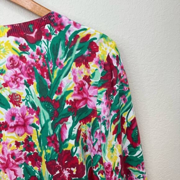 TALBOTS Charming Cardigan Button Front Spring Floral Multicolor Size XLP - Picture 9 of 13